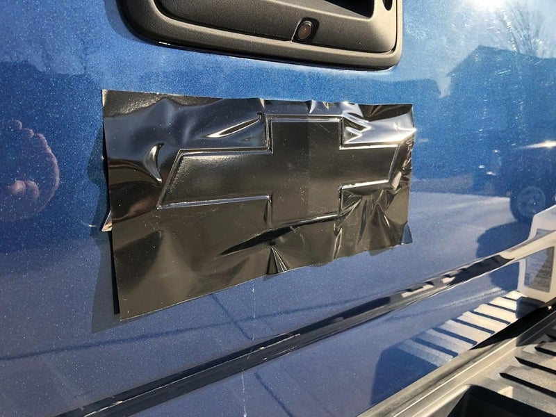 LZLRUN Compatible with Bowtie Logo Wrap Stickers Cut-Your-Own Emblem Overlay DIY Decals for Chevy (11.8 Inch x 4 Inch) (Matte Black) - Image 2